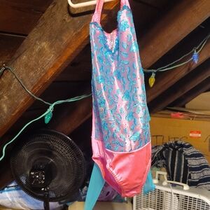 Pink Leotard with Blue Sparkles